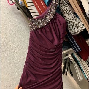 Plum short cocktail dress